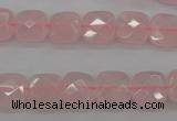 CRQ366 15.5 inches 10*10mm faceted square rose quartz beads