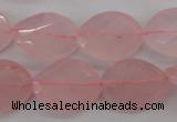 CRQ375 15.5 inches 15*20mm faceted & twisted oval rose quartz beads