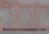 CRQ378 15.5 inches 8*12mm faceted briolette rose quartz beads