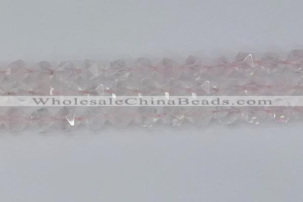 CRQ404 15.5 inches 12mm faceted nuggets rose quartz beads