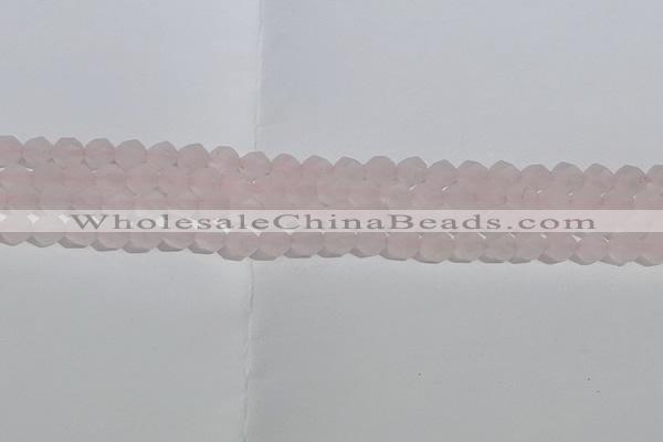 CRQ406 15.5 inches 6mm faceted nuggets matte rose quartz beads