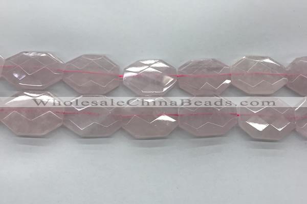 CRQ428 30*38mm - 30*40mm faceted octagonal rose quartz beads