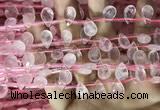 CRQ559 Top drilled 8*12mm faceted briolette rose quartz beads