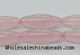 CRQ57 15.5 inches 10*30mm rice natural rose quartz beads wholesale