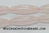 CRQ58 15.5 inches rice 10*30mm natural rose quartz beads wholesale