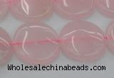 CRQ603 15.5 inches 18mm flat round rose quartz beads wholesale