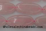 CRQ614 15.5 inches 15*30mm oval rose quartz beads wholesale