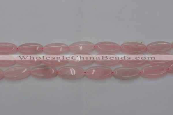 CRQ614 15.5 inches 15*30mm oval rose quartz beads wholesale