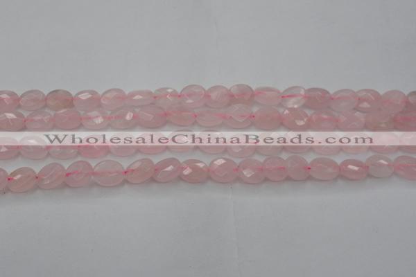 CRQ618 15.5 inches 8*10mm faceted oval rose quartz beads wholesale