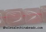 CRQ625 15.5 inches 18*18mm square rose quartz beads wholesale