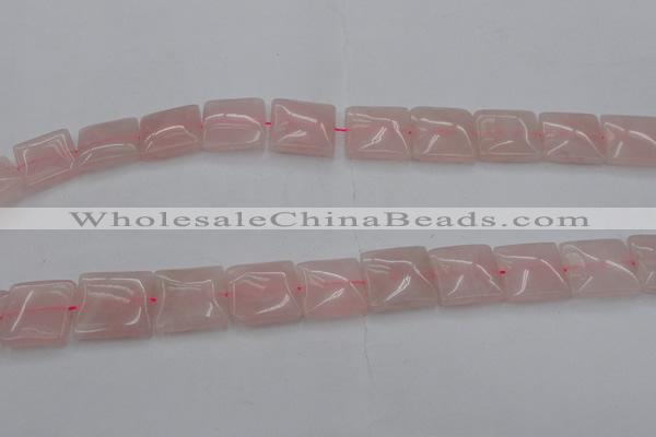 CRQ625 15.5 inches 18*18mm square rose quartz beads wholesale