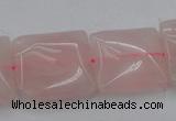 CRQ626 15.5 inches 20*20mm square rose quartz beads wholesale