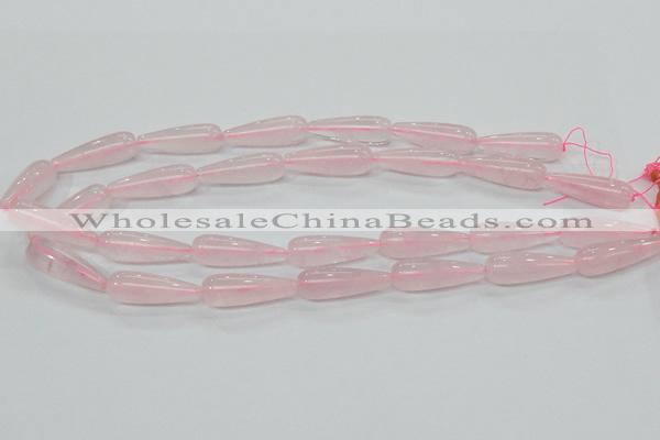 CRQ63 15.5 inches 10*30mm teardrop natural rose quartz beads wholesale