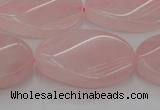 CRQ645 15.5 inches 18*25mm twisted oval rose quartz beads