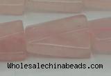 CRQ650 15.5 inches 18*25mm twisted rectangle rose quartz beads