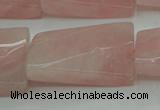 CRQ651 15.5 inches 20*30mm twisted rectangle rose quartz beads