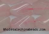 CRQ653 15.5 inches 15*20mm twisted hexagon rose quartz beads