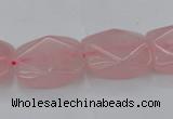 CRQ657 15.5 inches 15*20mm faceted rectangle rose quartz beads