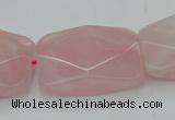 CRQ658 15.5 inches 22*30mm faceted rectangle rose quartz beads