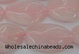 CRQ668 15.5 inches 22*30mm carved leaf rose quartz beads