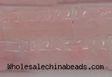 CRQ706 15.5 inches 14*31mm carved column rose quartz beads