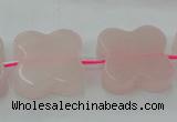 CRQ714 15.5 inches 20*20mm carved flower rose quartz beads