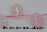 CRQ719 Top drilled 15*20mm flat teardrop rose quartz beads