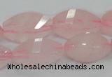 CRQ72 15.5 inches 12*24mm twisted rice natural rose quartz beads