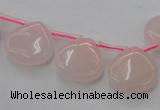 CRQ721 Top drilled 15*15mm flat teardrop rose quartz beads