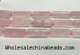 CRQ752 15.5 inches 20*40mm rectangle rose quartz beads