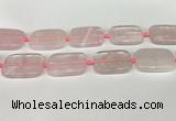 CRQ754 15.5 inches 25*35mm rectangle rose quartz beads