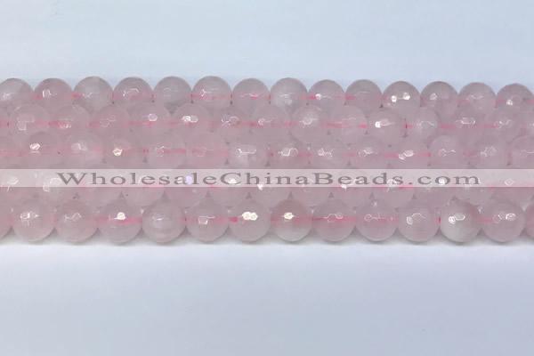 CRQ798 15.5 inches 10mm faceted round rose quartz gemstone beads