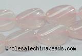 CRQ80 15.5 inches 15*20mm twisted oval natural rose quartz beads