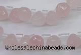 CRQ800 Top drilled 7*7mm faceted teardrop rose quartz beads