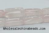 CRQ81 15.5 inches 10*20mm rectangle natural rose quartz beads