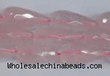 CRQ810 15.5 inches 12*25mm faceted teardrop rose quartz beads