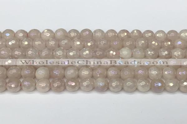 CRQ866 15 inches 8mm faceted round AB-color rose quartz beads