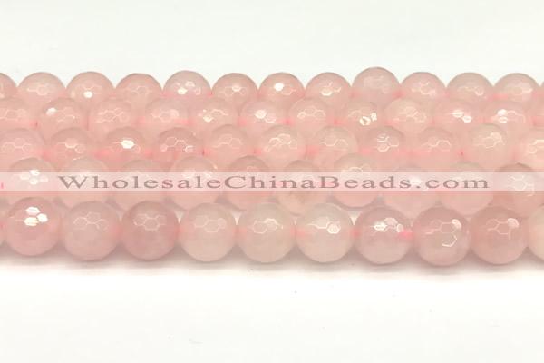 CRQ878 15 inches 12mm faceted round rose quartz beads