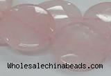 CRQ97 15.5 inches 25mm faceted flat round natural rose quartz beads