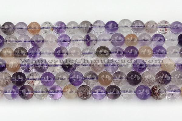 CRU1019 15.5 inches 8mm round mixed rutilated quartz beads