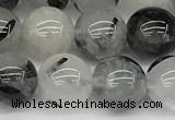 CRU1038 15 inches 8mm round black rutilated quartz beads