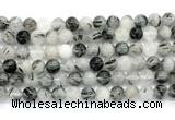 CRU1083 15.5 inches 10mm round black rutilated quartz gemstone beads