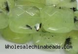 CRU121 15.5 inches 25*25mm faceted square green rutilated quartz beads