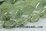 CRU122 15.5 inches 10*14mm twisted oval green rutilated quartz beads