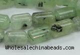 CRU133 15.5 inches 8*13mm column green rutilated quartz beads