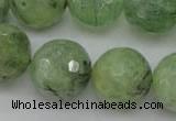 CRU159 15.5 inches 18mm faceted round green rutilated quartz beads