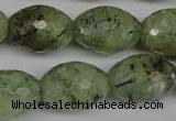 CRU168 15.5 inches 15*20mm faceted rice green rutilated quartz beads