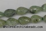 CRU173 15.5 inches 10*14mm faceted teardrop green rutilated quartz beads