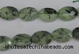 CRU188 15.5 inches 10*14mm faceted oval green rutilated quartz beads