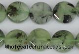 CRU211 15 inches 16mm faceted coin green rutilated quartz beads